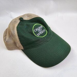 Crumb Spigot Hat Mens Adjustable Green Beige Mesh Trucker Gastro Pub Ohio Food